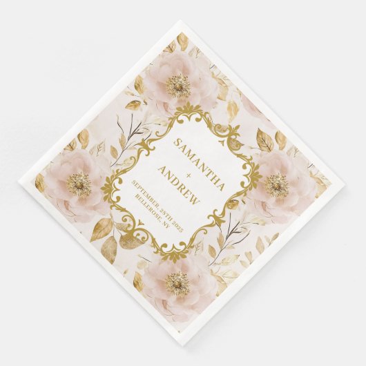 Serviette En Papier Papier Mariage en or brillant (Coin)