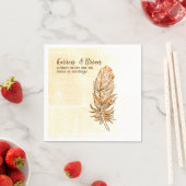 Serviette En Papier Papier Mariage en plumes d'or (En situation)