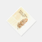 Serviette En Papier Papier Mariage en plumes d'or (Coin)