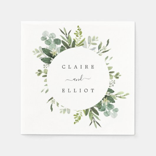 Serviette En Papier Papier Mariage Eucalyptus Green Foliing (Devant)