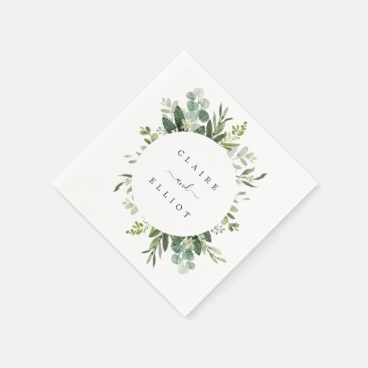 Serviette En Papier Papier Mariage Eucalyptus Green Foliing (Coin)