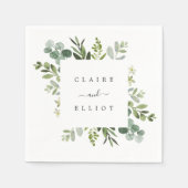 Serviette En Papier Papier Mariage Eucalyptus Green Foliing (Devant)