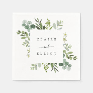 Serviette En Papier Papier Mariage Eucalyptus Green Foliing