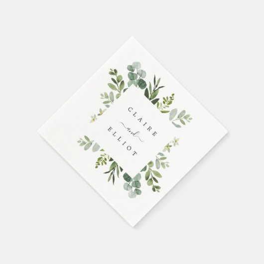 Serviette En Papier Papier Mariage Eucalyptus Green Foliing (Coin)