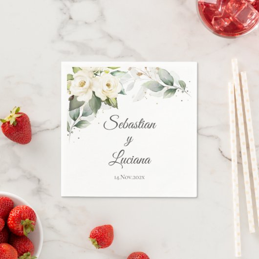 Serviette En Papier Papier Mariage Eucalyptus Napkin (En situation)