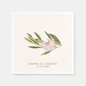 Serviette En Papier Papier Mariage Eucalyptus vert rose orchidée (Devant)