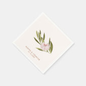 Serviette En Papier Papier Mariage Eucalyptus vert rose orchidée (Coin)