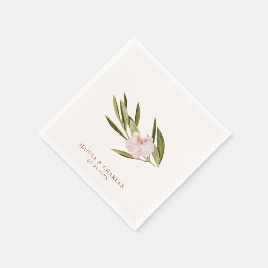 Serviette En Papier Papier Mariage Eucalyptus vert rose orchidée (Coin)