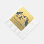 Serviette En Papier Papier Mariage Faux Gold Foil Peacock (Coin)