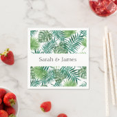 Serviette En Papier Papier Mariage Feuille Tropical Palm Napkin (En situation)