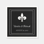 Serviette En Papier Papier Mariage Fleur de Lis noir (Devant)