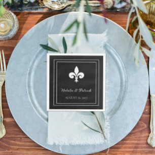 Serviette En Papier Papier Mariage Fleur de Lis noir