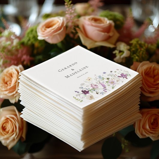 Serviette En Papier Papier Mariage Fleur sauvage Aquarelle