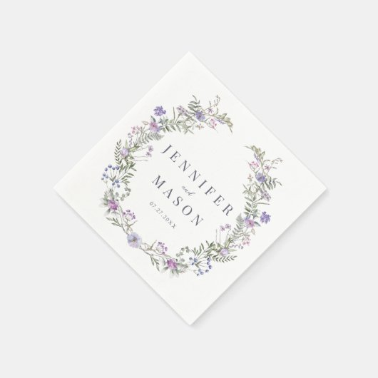 Serviette En Papier Papier mariage fleur sauvage lavande violette (Coin)