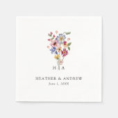 Serviette En Papier Papier Mariage fleuri coloré Napkin (Devant)