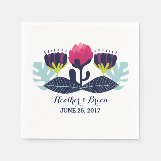 Serviette En Papier Papier Mariage floral funky (Devant)