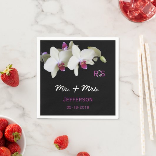 Serviette En Papier Papier Mariage floral orchidée (En situation)