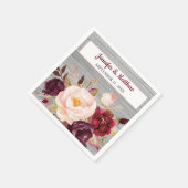 Serviette En Papier Papier Mariage floral rustique Bourgogne (Coin)