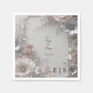 Serviette En Papier Papier Mariage floral rustique Élégant 3D Napkin