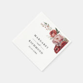 Serviette En Papier Papier Mariage floral Rustique moderne Bourgogne (Coin)