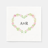 Serviette En Papier Papier Mariage floral rustique vert minimal (Devant)