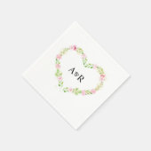 Serviette En Papier Papier Mariage floral rustique vert minimal (Coin)