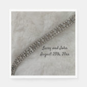 Serviette En Papier Papier Mariage fourrure blanche et diamants (Devant)