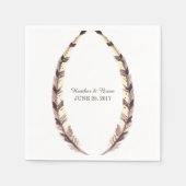 Serviette En Papier Papier Mariage frontalier en plumes serviettes (Devant)