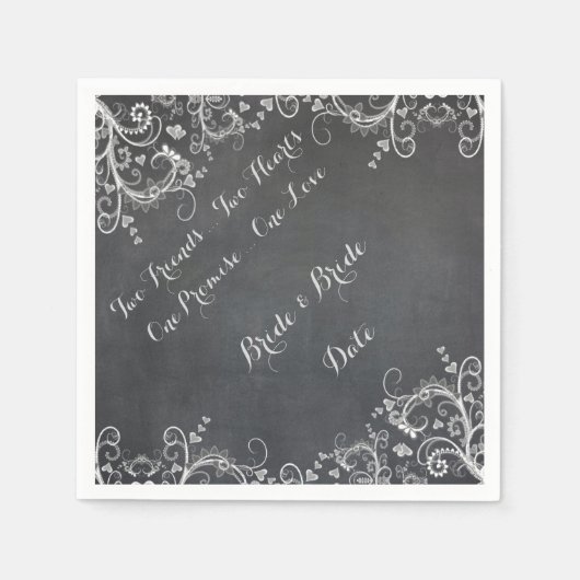 Serviette En Papier Papier Mariage Gay Chalkboard Design (Devant)