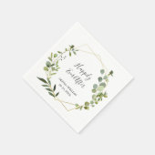 Serviette En Papier Papier Mariage géométrique Eucalyptus moderne (Coin)