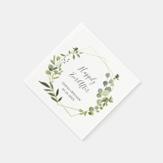 Serviette En Papier Papier Mariage géométrique Eucalyptus moderne (Coin)