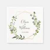 Serviette En Papier Papier Mariage géométrique Eucalyptus moderne (Devant)