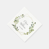 Serviette En Papier Papier Mariage géométrique Eucalyptus moderne (Coin)