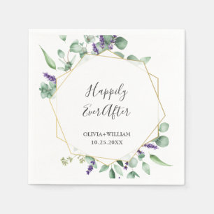 Serviette En Papier Papier Mariage géométrique Eucalyptus moderne