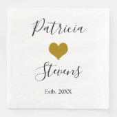 Serviette En Papier Papier Mariage Gold Heart moderne et élégant (Devant)