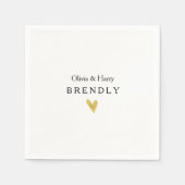 Serviette En Papier Papier Mariage Gold Heart personnalisé (Devant)