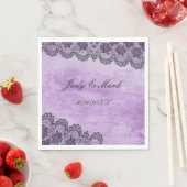 Serviette En Papier Papier Mariage gothique noir dentelle violet (En situation)