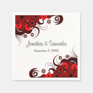 Serviette En Papier Papier Mariage gothique rouge et blanc