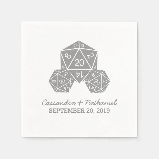 Serviette En Papier Papier Mariage gris D20 dés (Devant)