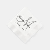 Serviette En Papier Papier Mariage gris et blanc Monogramme Napkin (Coin)