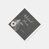 Serviette En Papier Papier Mariage gris foncé et blanc (Coin)