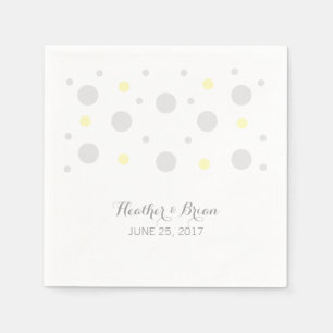 Serviette En Papier Papier Mariage gris-jaune Confetti