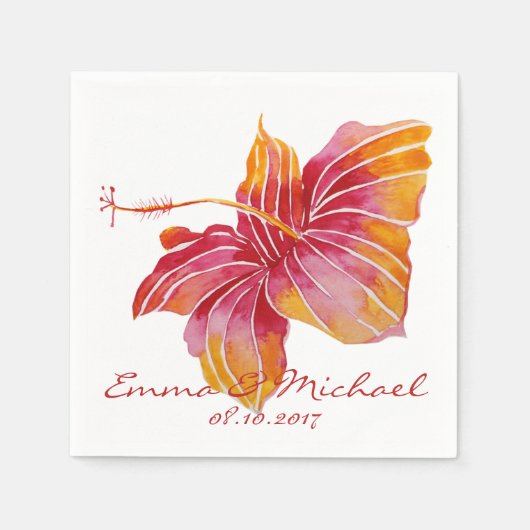 Serviette En Papier Papier Mariage Hawaii Fleur Personnalisé (Devant)
