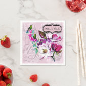 Serviette En Papier Papier Mariage Hummingbirds Magnolias (En situation)