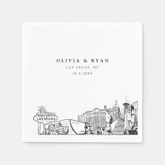 Serviette En Papier Papier Mariage Las Vegas Skyline Cocktail Napkin (Devant)