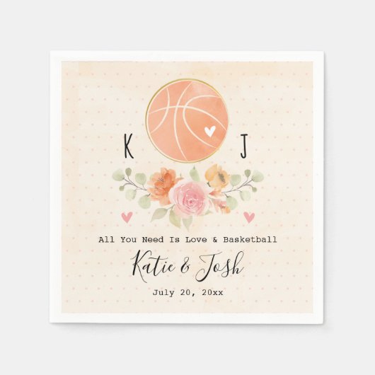 Serviette En Papier Papier Mariage Love and Basketball (Devant)