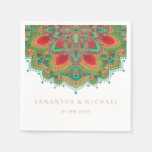 Serviette En Papier Papier Mariage Mandala vert Napkin (Devant)