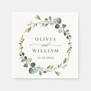 Serviette En Papier Papier Mariage moderne Eucalyptus Wreath Cadre Boh