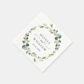 Serviette En Papier Papier Mariage moderne Eucalyptus Wreath Cadre Boh (Coin)