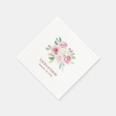 Serviette En Papier Papier Mariage moderne Floral personnalisé (Coin)